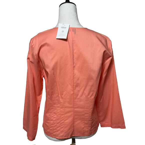 Vintage Talbots Top Womens 12 Orange Button Up Split Round Neck Beachy NWT - Picture 2 of 10
